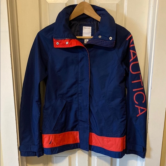 Nautica Women's Navy Lightweight Hooded Jacket Golf Spring Sporty Preppy Outdoor - Picture 1 of 13